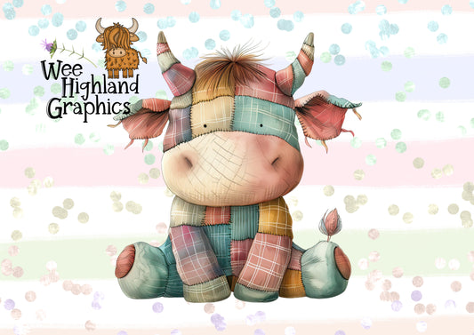 Ready to Press - DTF Transfers - Ready to Press - T-shirt Transfers - Heat Transfer - Direct to Film - Patchwork Highland Cow