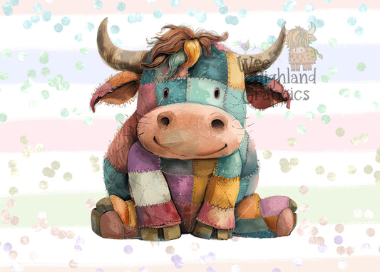 Ready to Press - DTF Transfers - Ready to Press - T-shirt Transfers - Heat Transfer - Direct to Film - Patchwork Highland Cow 2