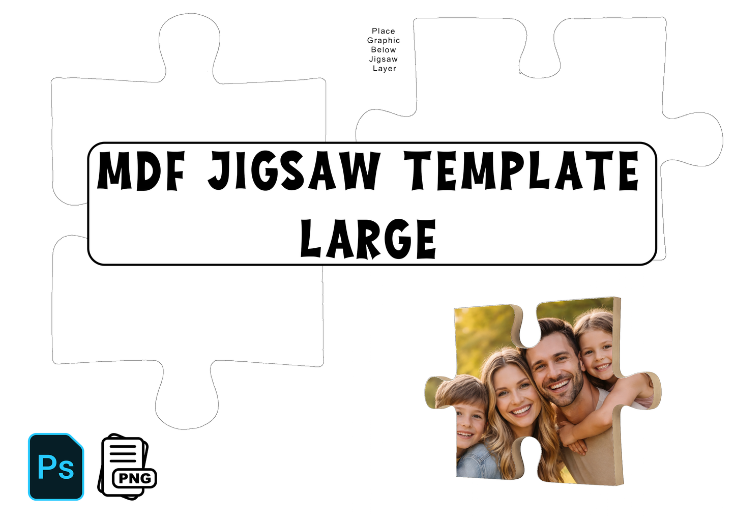 Large MDF Jigsaw Template PSD & PNG (A4)