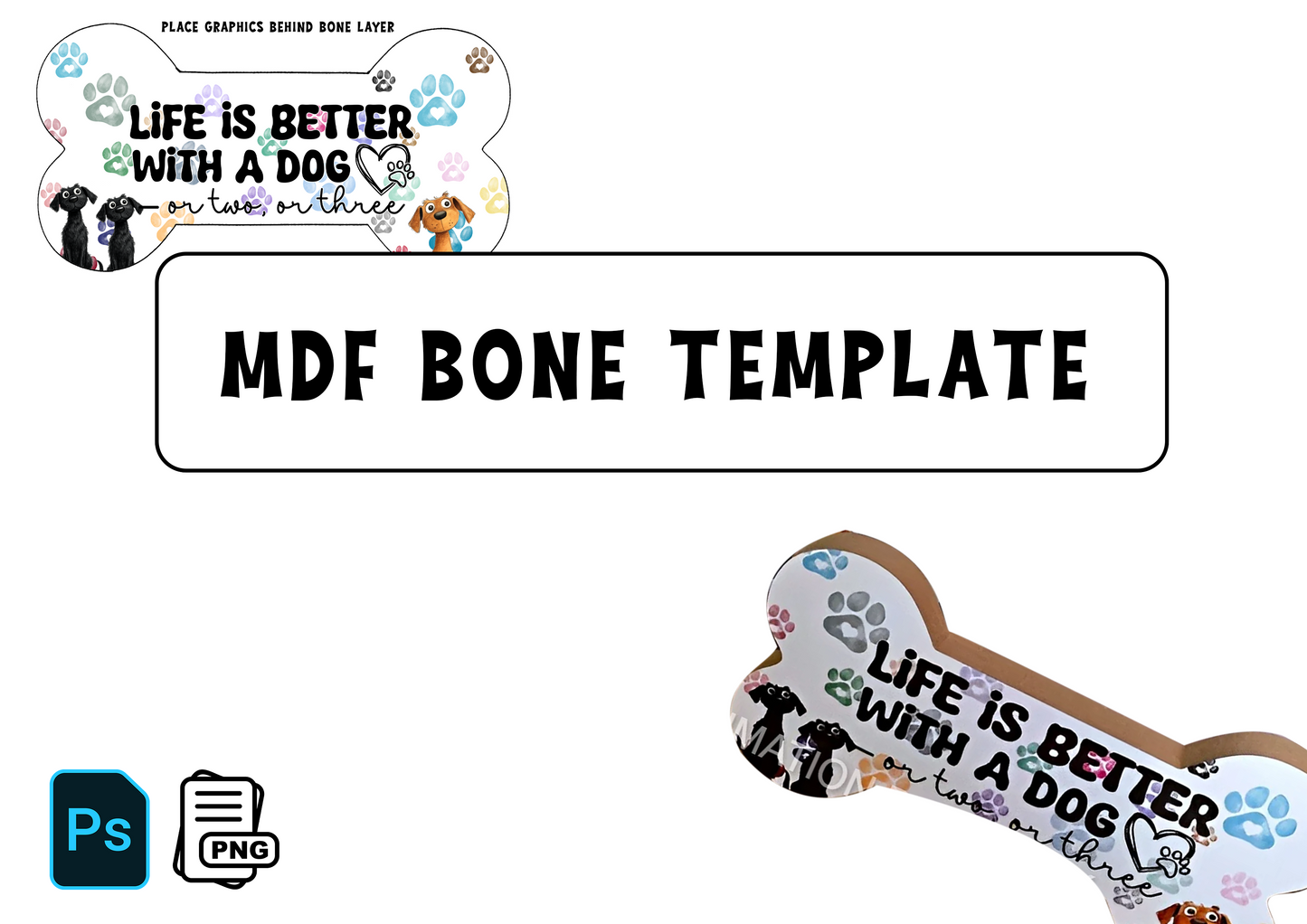 MDF Bone Template PSD & PNG (A4)