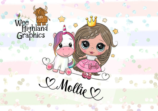 Ready to Press - DTF Transfers - Ready to Press - T-shirt Transfers - Heat Transfer - Direct to Film - Princess & Unicorn Personalised