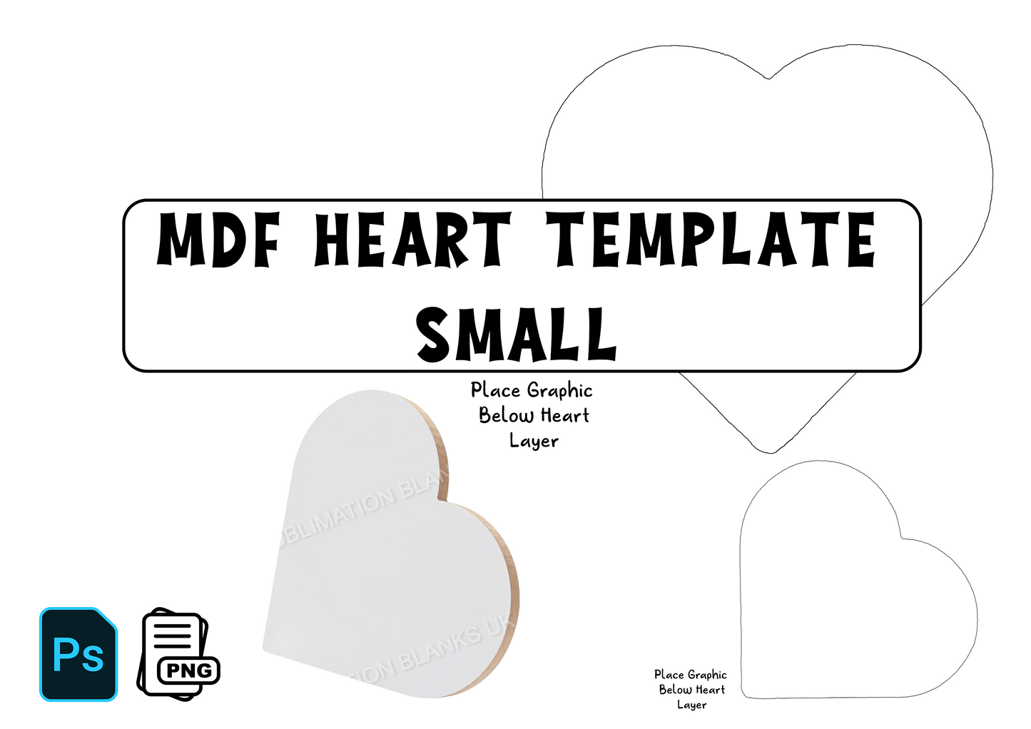 Small MDF Heart Template PSD & PNG (A4)