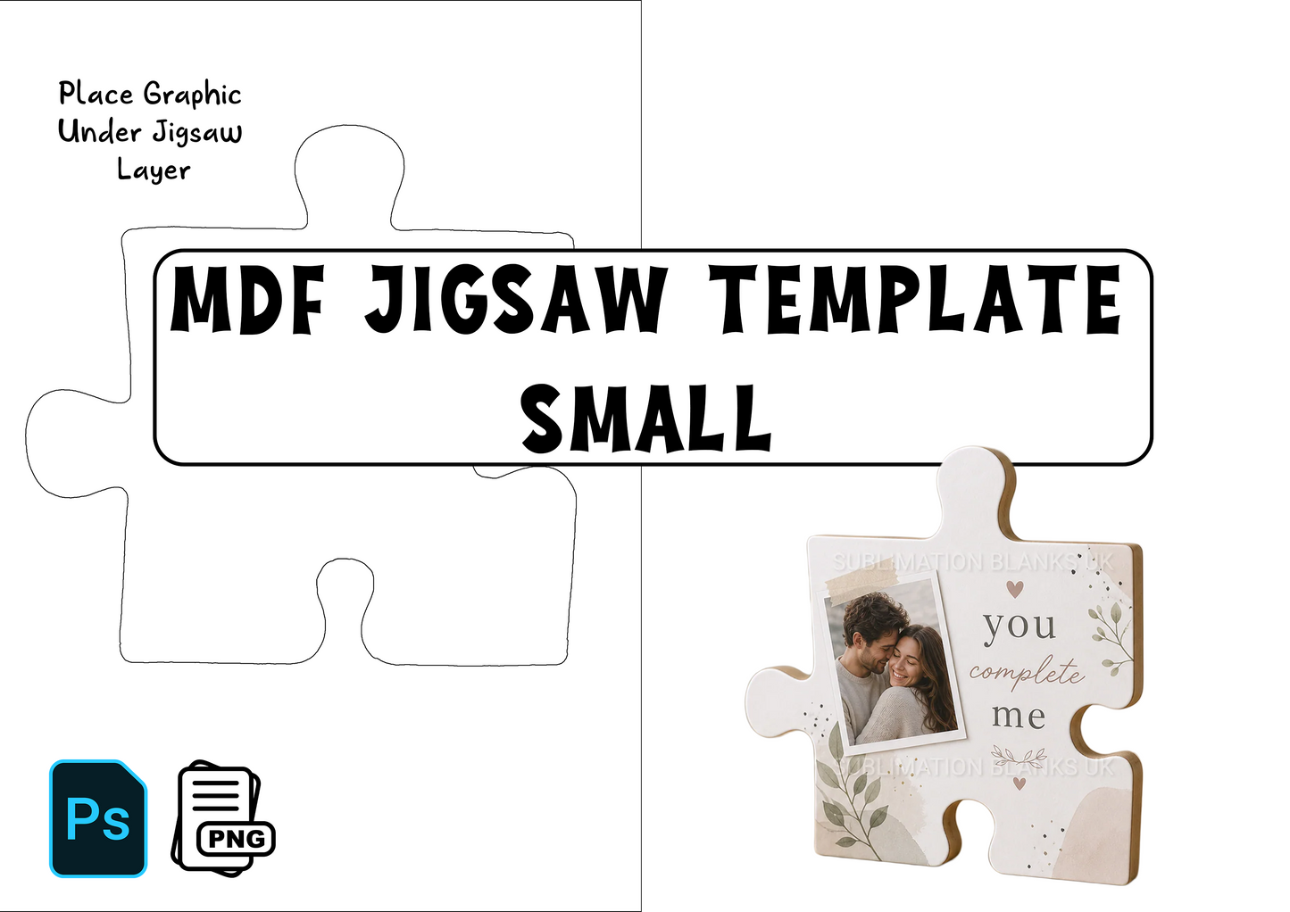 Small MDF Jigsaw Template PSD & PNG (A4)