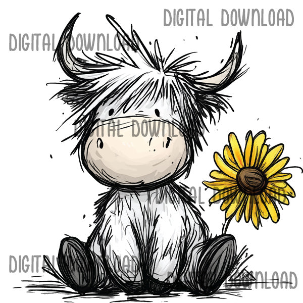 Highland Cow Digital Download Sunny McMoo Wee Highland Graphics