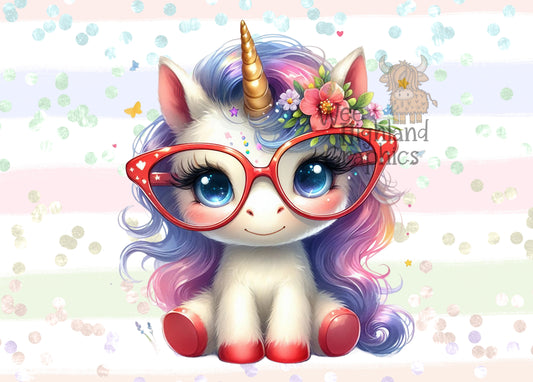 Ready to Press - DTF Transfers - Ready to Press - T-shirt Transfers - Heat Transfer - Direct to Film - Unicorn Glasses