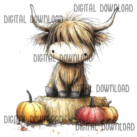 Highland Cow Digital Download - Pumpkin