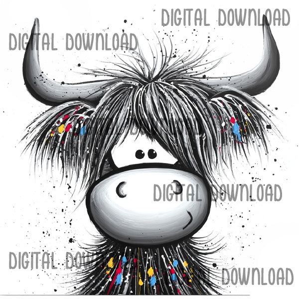 Highland Cow Digital Download Spotty Coo Wee Highland Graphics